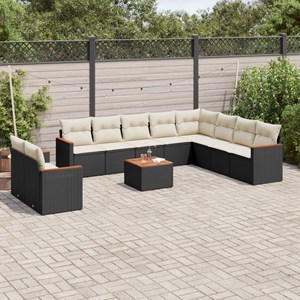 Maison exclusive - salon de jardin 11 pcs avec coussins noir résine tressée
