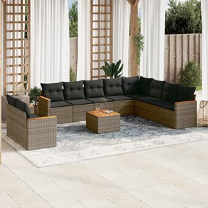 Maison exclusive - salon de jardin 11 pcs avec coussins gris résine tressée
