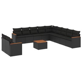 Maison exclusive - salon de jardin 12 pcs avec coussins noir résine tressée