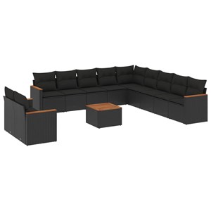 Maison exclusive - salon de jardin 12 pcs avec coussins noir résine tressée