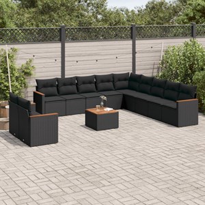 Maison exclusive - salon de jardin 12 pcs avec coussins noir résine tressée