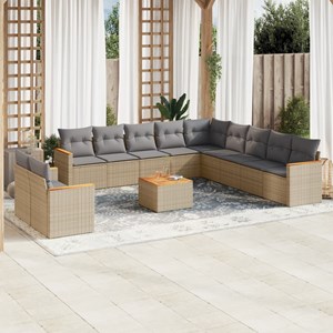 Maison exclusive - salon de jardin et coussins 12 pcs mélange beige résine tress