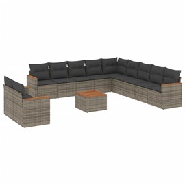 Maison exclusive - salon de jardin avec coussins 12 pcs gris résine tressée