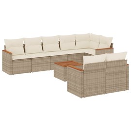 Maison exclusive - salon de jardin avec coussins 9 pcs beige résine tressée
