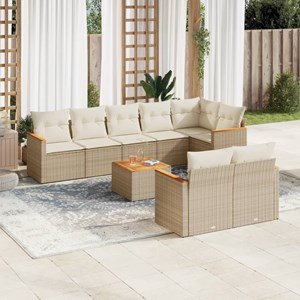 Maison exclusive - salon de jardin avec coussins 9 pcs beige résine tressée