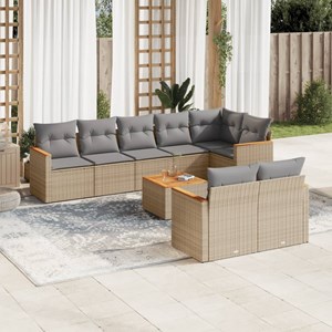 Maison exclusive - salon de jardin avec coussins 9pcs mélange beige résine tress