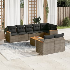 Maison exclusive - salon de jardin 9 pcs avec coussins gris résine tressée