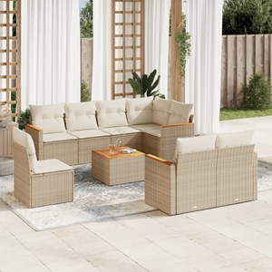 Maison exclusive - salon de jardin avec coussins 9 pcs beige résine tressée