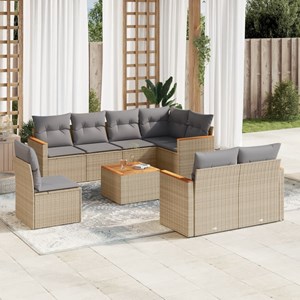 Maison exclusive - salon de jardin avec coussins 9pcs mélange beige résine tress