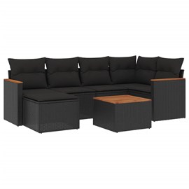 Maison exclusive - salon de jardin 7 pcs avec coussins noir résine tressée