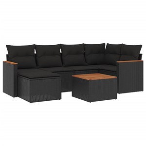 Maison exclusive - salon de jardin 7 pcs avec coussins noir résine tressée