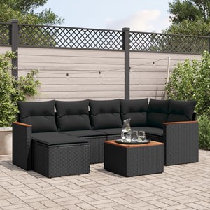 Maison exclusive - salon de jardin 7 pcs avec coussins noir résine tressée