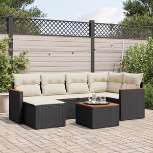 Maison exclusive - salon de jardin 7 pcs avec coussins noir résine tressée