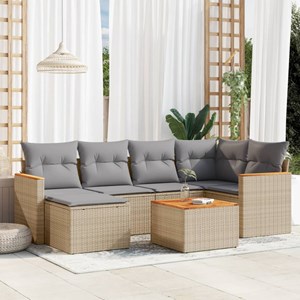 Maison exclusive - salon de jardin avec coussins 7pcs mélange beige résine tress