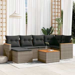 Maison exclusive - salon de jardin avec coussins 7 pcs gris résine tressée
