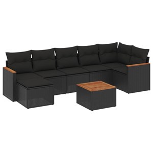 Maison exclusive - salon de jardin 8 pcs avec coussins noir résine tressée