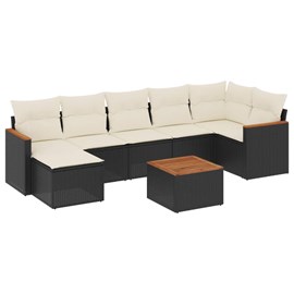 Maison exclusive - salon de jardin 8 pcs avec coussins noir résine tressée
