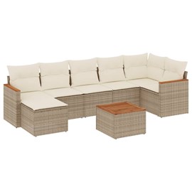 Maison exclusive - salon de jardin avec coussins 8 pcs beige résine tressée