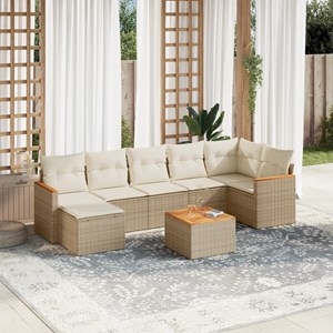 Maison exclusive - salon de jardin avec coussins 8 pcs beige résine tressée