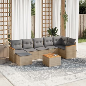 Maison exclusive - salon de jardin avec coussins 8pcs mélange beige résine tress
