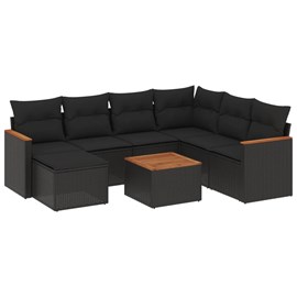Maison exclusive - salon de jardin 8 pcs avec coussins noir résine tressée