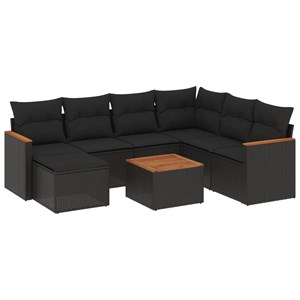 Maison exclusive - salon de jardin 8 pcs avec coussins noir résine tressée