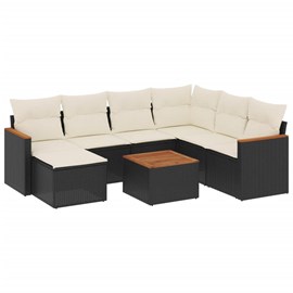 Maison exclusive - salon de jardin 8 pcs avec coussins noir résine tressée