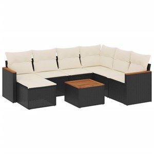 Maison exclusive - salon de jardin 8 pcs avec coussins noir résine tressée