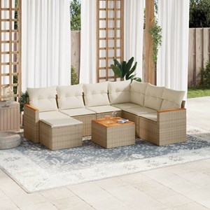 Maison exclusive - salon de jardin avec coussins 8 pcs beige résine tressée