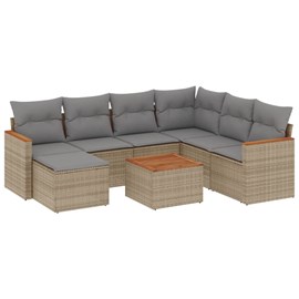 Maison exclusive - salon de jardin avec coussins 8pcs mélange beige résine tress
