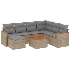 Maison exclusive - salon de jardin avec coussins 8pcs mélange beige résine tress