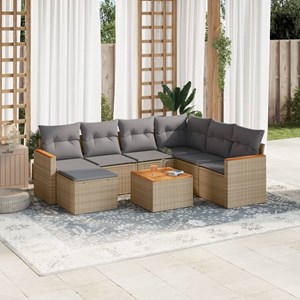 Maison exclusive - salon de jardin avec coussins 8pcs mélange beige résine tress