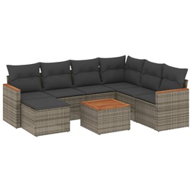 Maison exclusive - salon de jardin 8 pcs avec coussins gris résine tressée