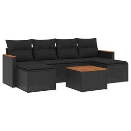 Maison exclusive - salon de jardin 7 pcs avec coussins noir résine tressée