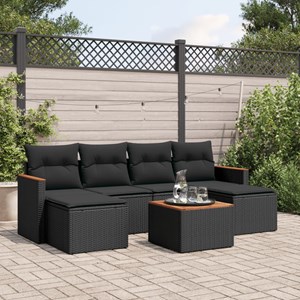 Maison exclusive - salon de jardin 7 pcs avec coussins noir résine tressée
