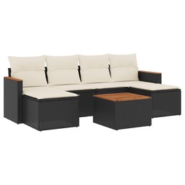 Maison exclusive - salon de jardin 7 pcs avec coussins noir résine tressée