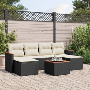 Maison exclusive - salon de jardin 7 pcs avec coussins noir résine tressée