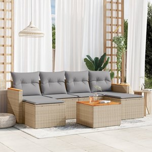 Maison exclusive - salon de jardin avec coussins 7pcs mélange beige résine tress