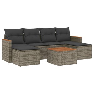 Maison exclusive - salon de jardin avec coussins 7 pcs gris résine tressée
