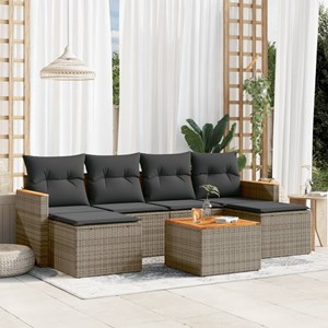 Maison exclusive - salon de jardin avec coussins 7 pcs gris résine tressée