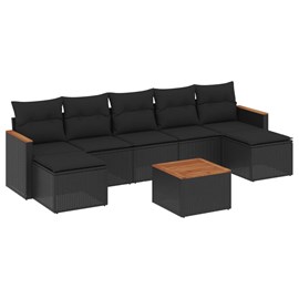 Maison exclusive - salon de jardin 8 pcs avec coussins noir résine tressée