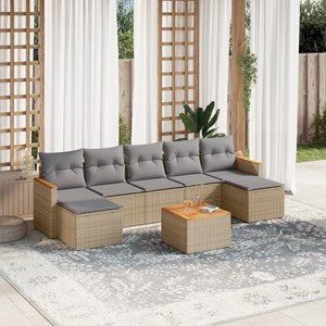 Maison exclusive - salon de jardin avec coussins 8pcs mélange beige résine tress