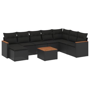 Maison exclusive - salon de jardin 9 pcs avec coussins noir résine tressée