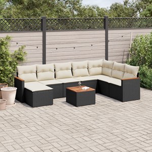 Maison exclusive - salon de jardin 9 pcs avec coussins noir résine tressée