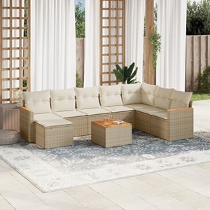 Maison exclusive - salon de jardin avec coussins 9 pcs beige résine tressée