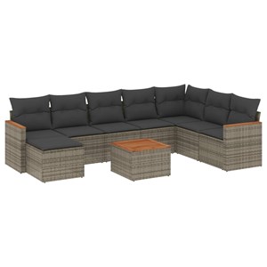 Maison exclusive - salon de jardin 9 pcs avec coussins gris résine tressée