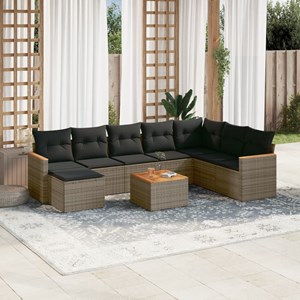 Maison exclusive - salon de jardin 9 pcs avec coussins gris résine tressée