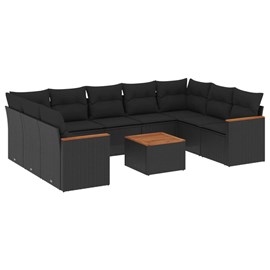 Maison exclusive - salon de jardin 10 pcs avec coussins noir résine tressée