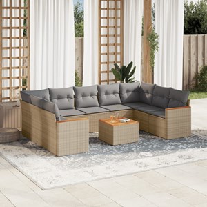 Maison exclusive - salon de jardin et coussins 10 pcs mélange beige résine tress