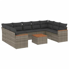 Maison exclusive - salon de jardin avec coussins 10 pcs gris résine tressée